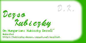 dezso kubiczky business card